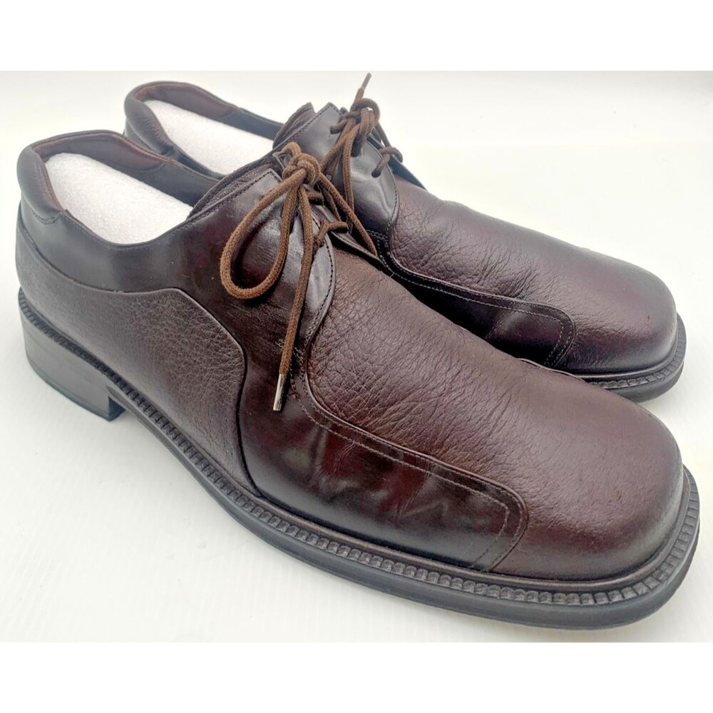 Mezlan Picasso Shoes Mens Size 11M Brown Leather Oxford Y2K Square Toe Lace Up